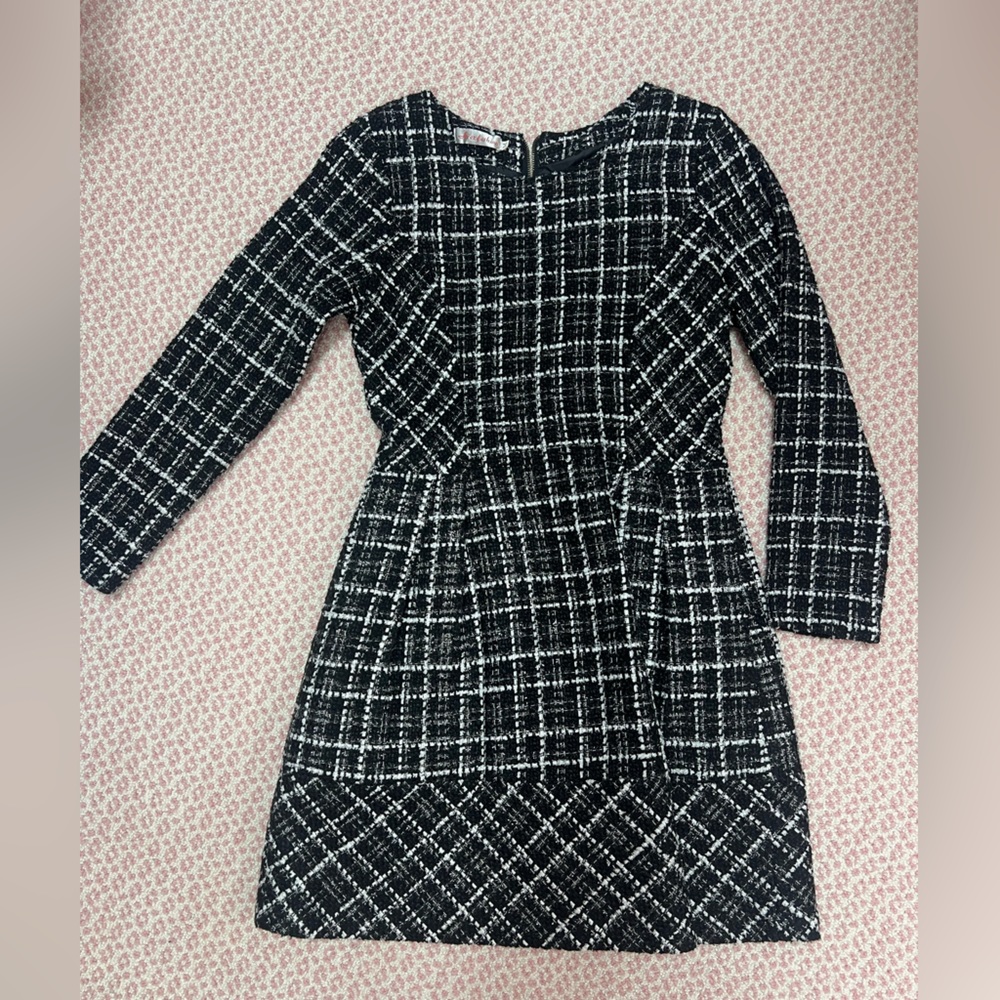 Black tweed dress with white details